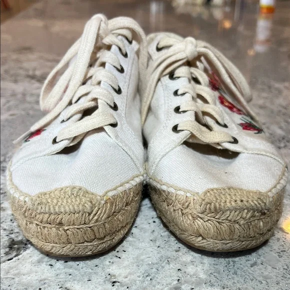 Soludos Cream Floral Espadrille Sneakers Size 7 - Picture 3 of 9